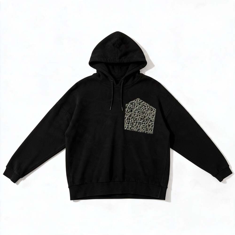 Puma Essentials Fleece Hoodie Leopard Cheetah Pocket Black Green Women's Small